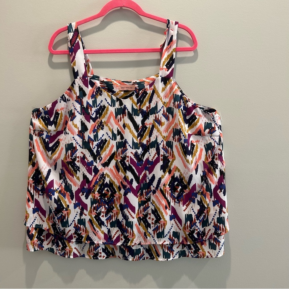 East Adeline Multicolor Patterned Women's Top size 2X Sleeveless And Flowy